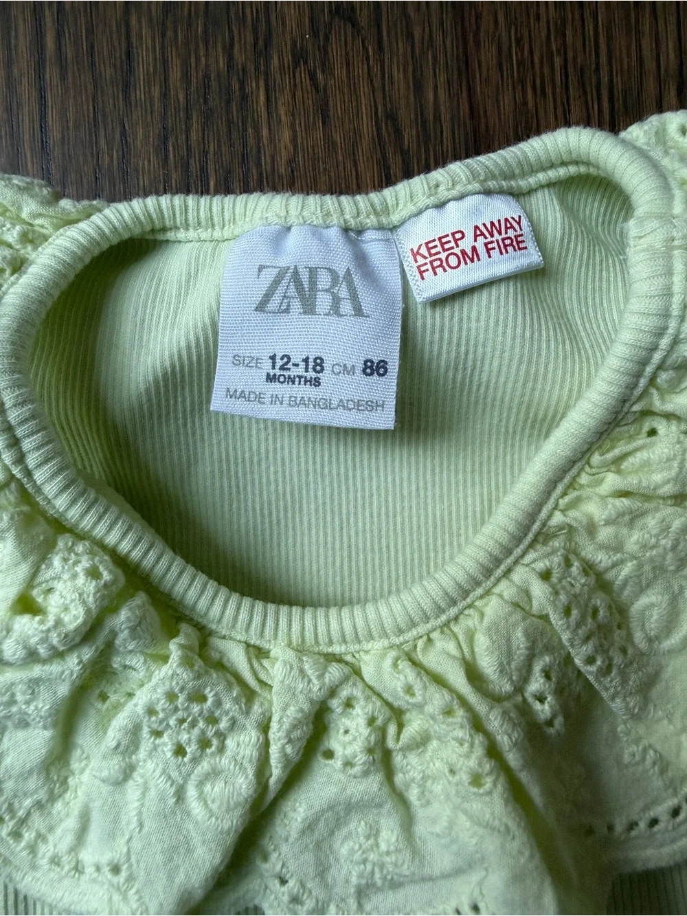 Zara Pale Green Ruffle Eyelet Tank Top